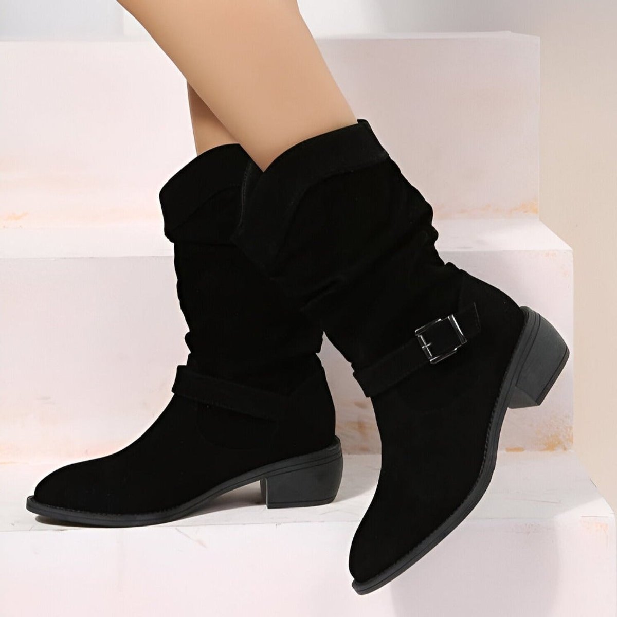 Women's Faux Suede Slouchy Mid-Calf Boots