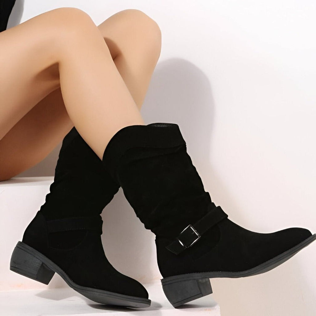 Women's Faux Suede Slouchy Mid-Calf Boots