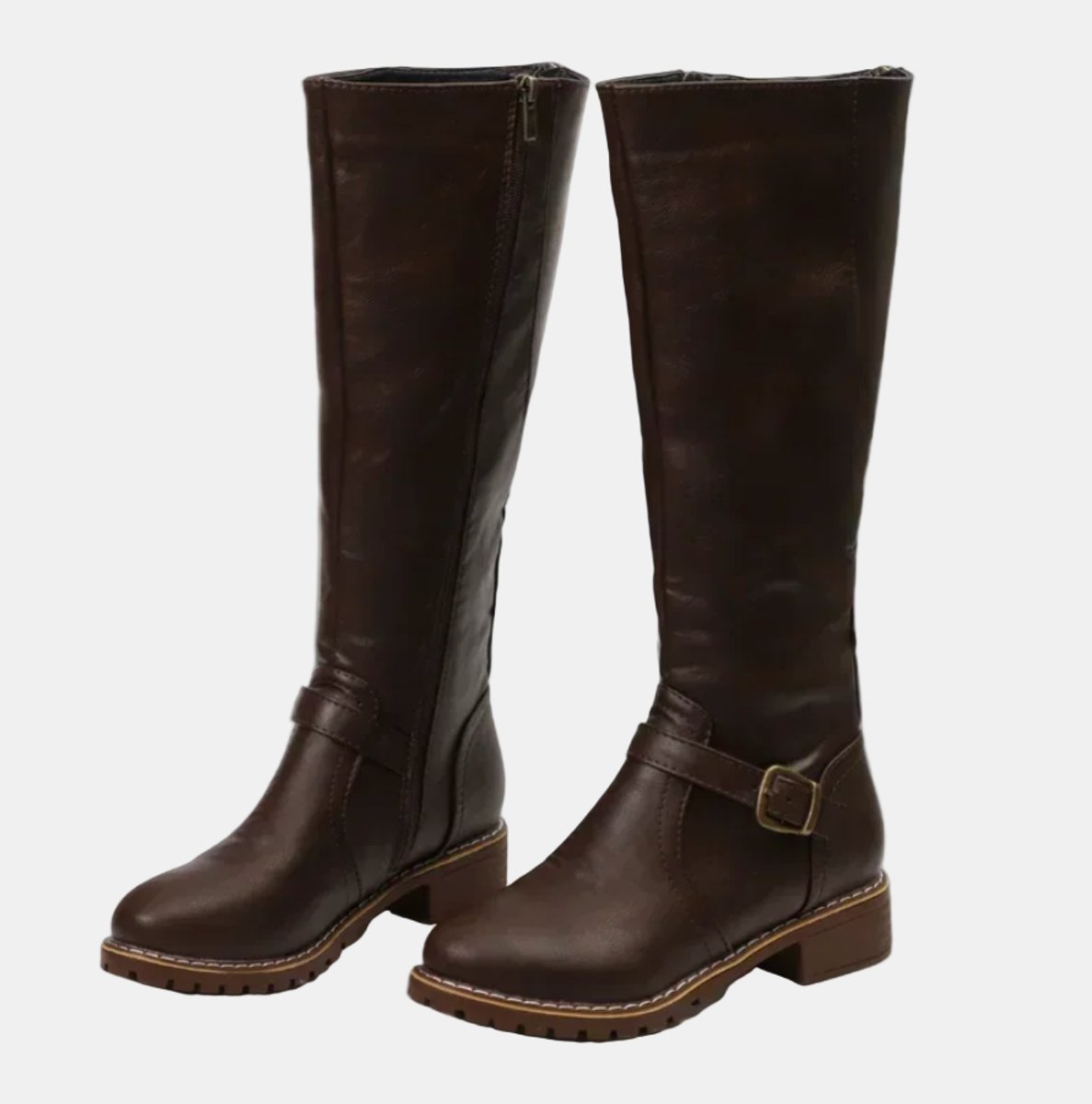 Women's Low-Heel Buckled Tall Riding Boots