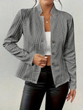 Women's Open-Front Quilted Cable Knit Jacket