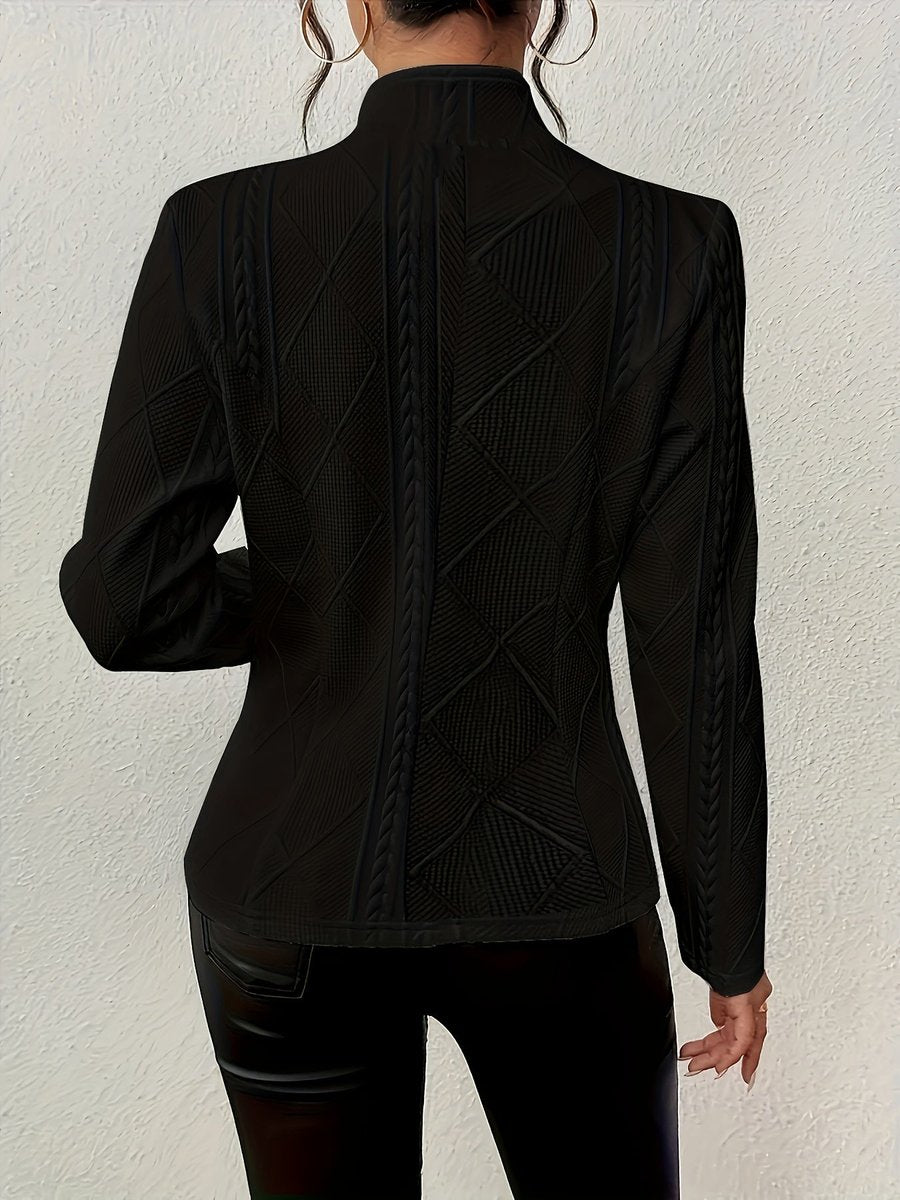 Women's Open-Front Quilted Cable Knit Jacket