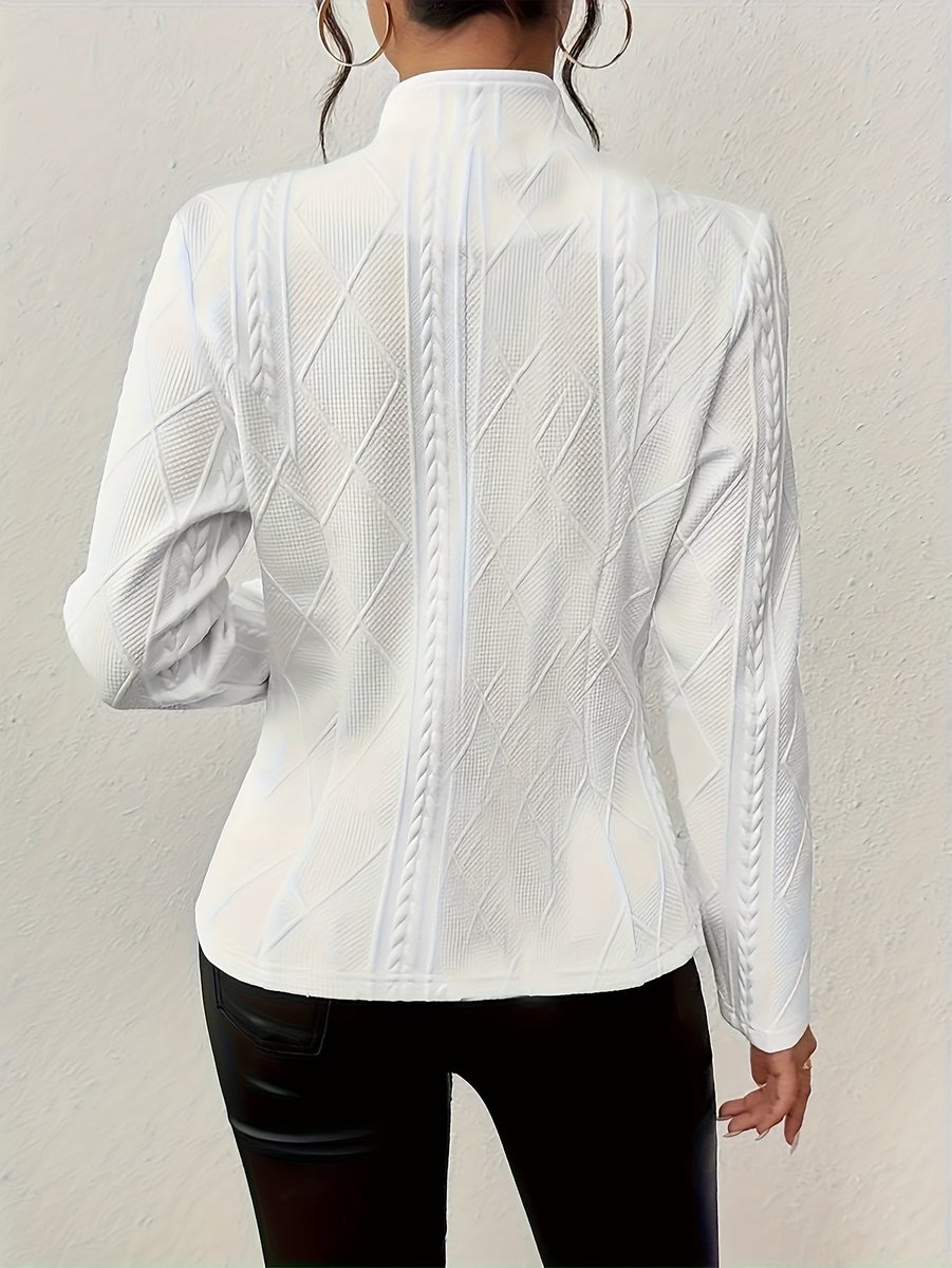 Women's Open-Front Quilted Cable Knit Jacket