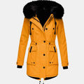 Women's Drawstring Faux Fur Trim Hooded Parka