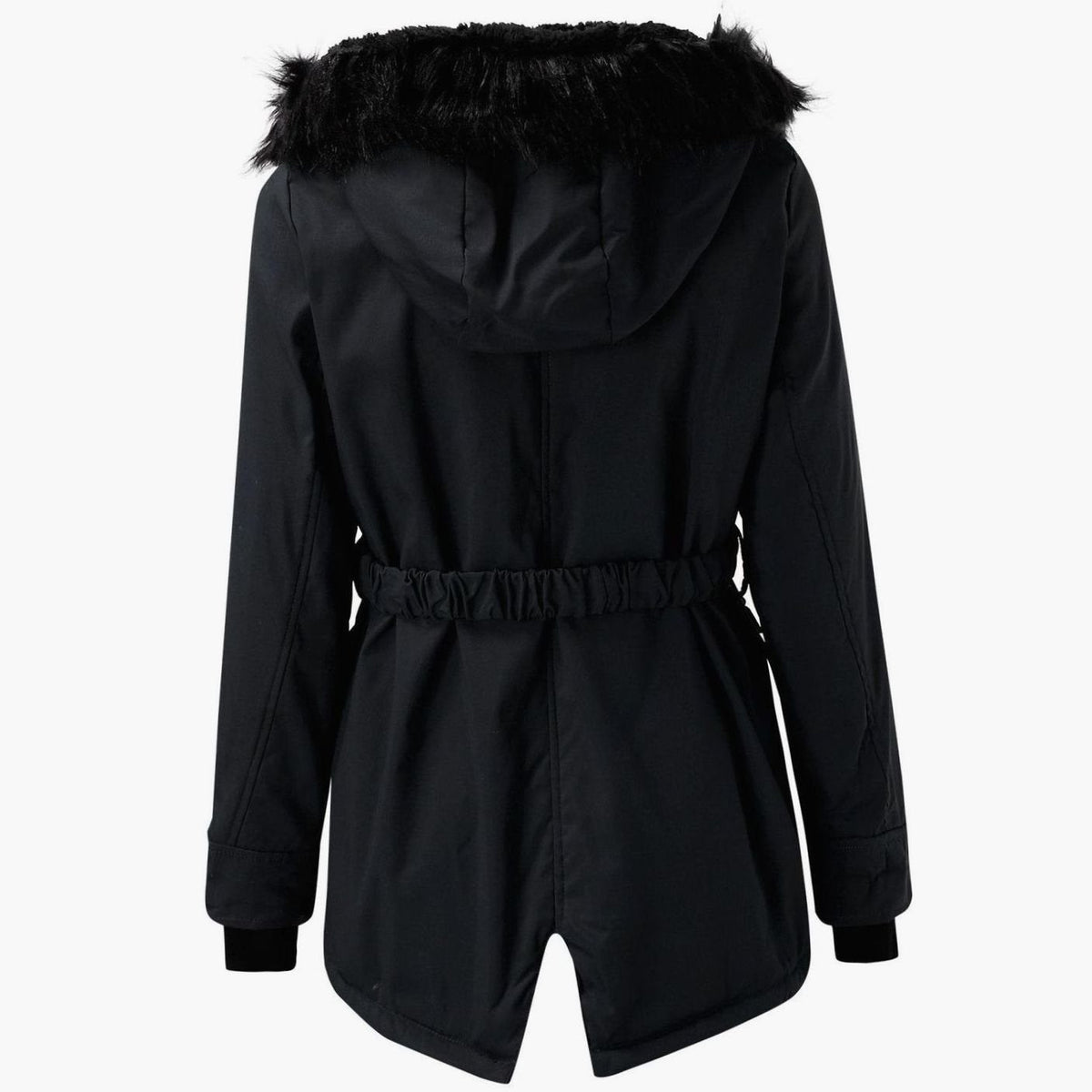 Women's Drawstring Faux Fur Trim Hooded Parka