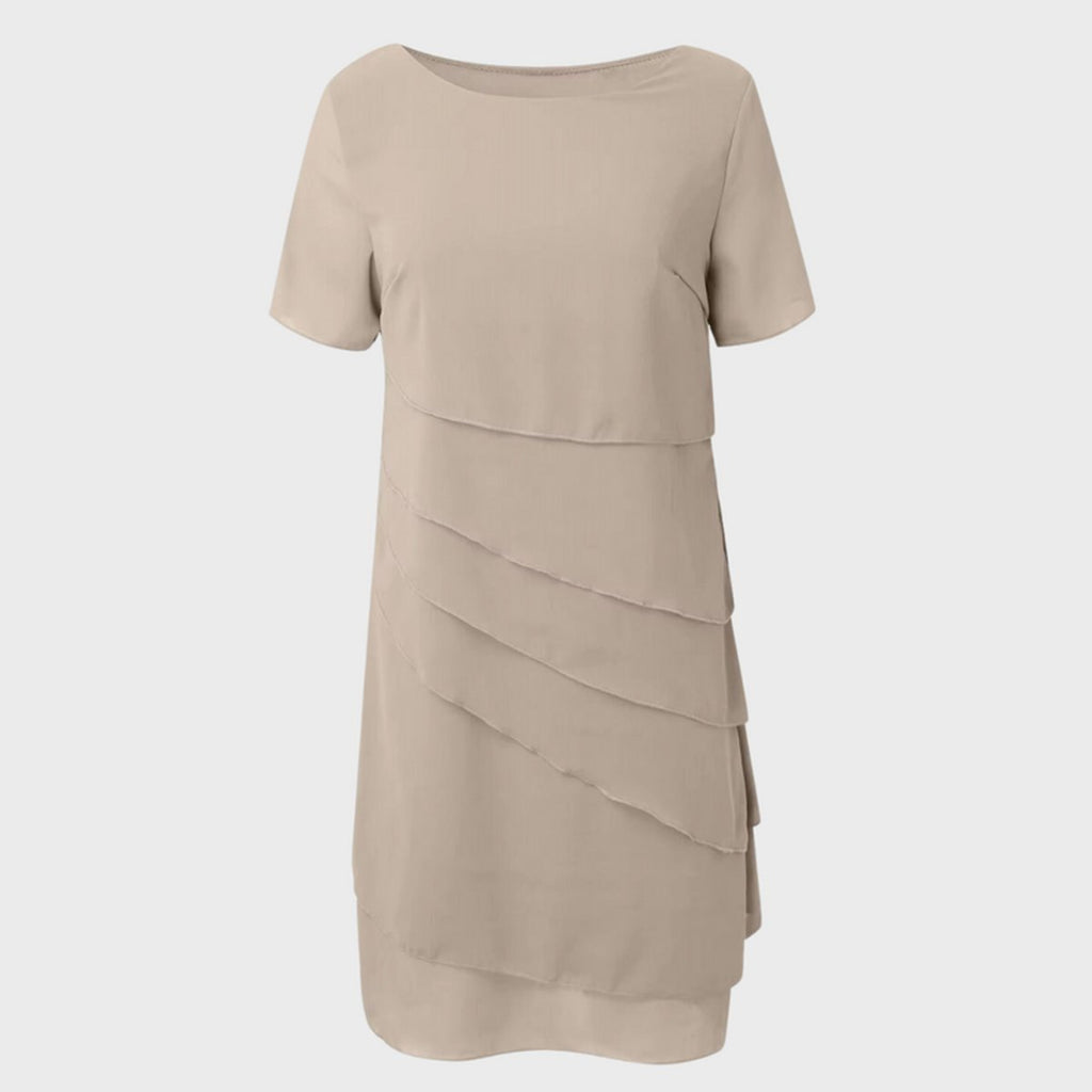 Women's Short-Sleeve Tiered Chiffon Party Dress