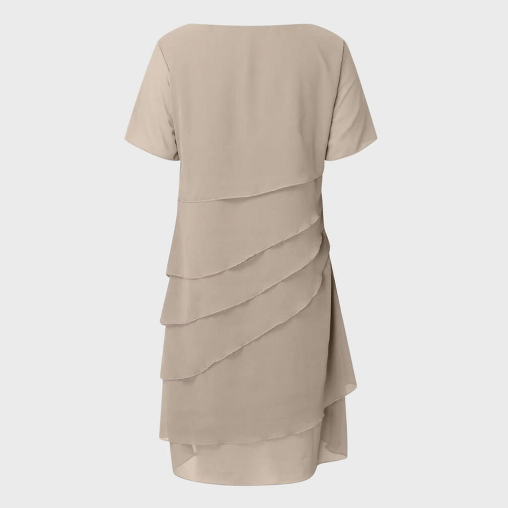Women's Short-Sleeve Tiered Chiffon Party Dress