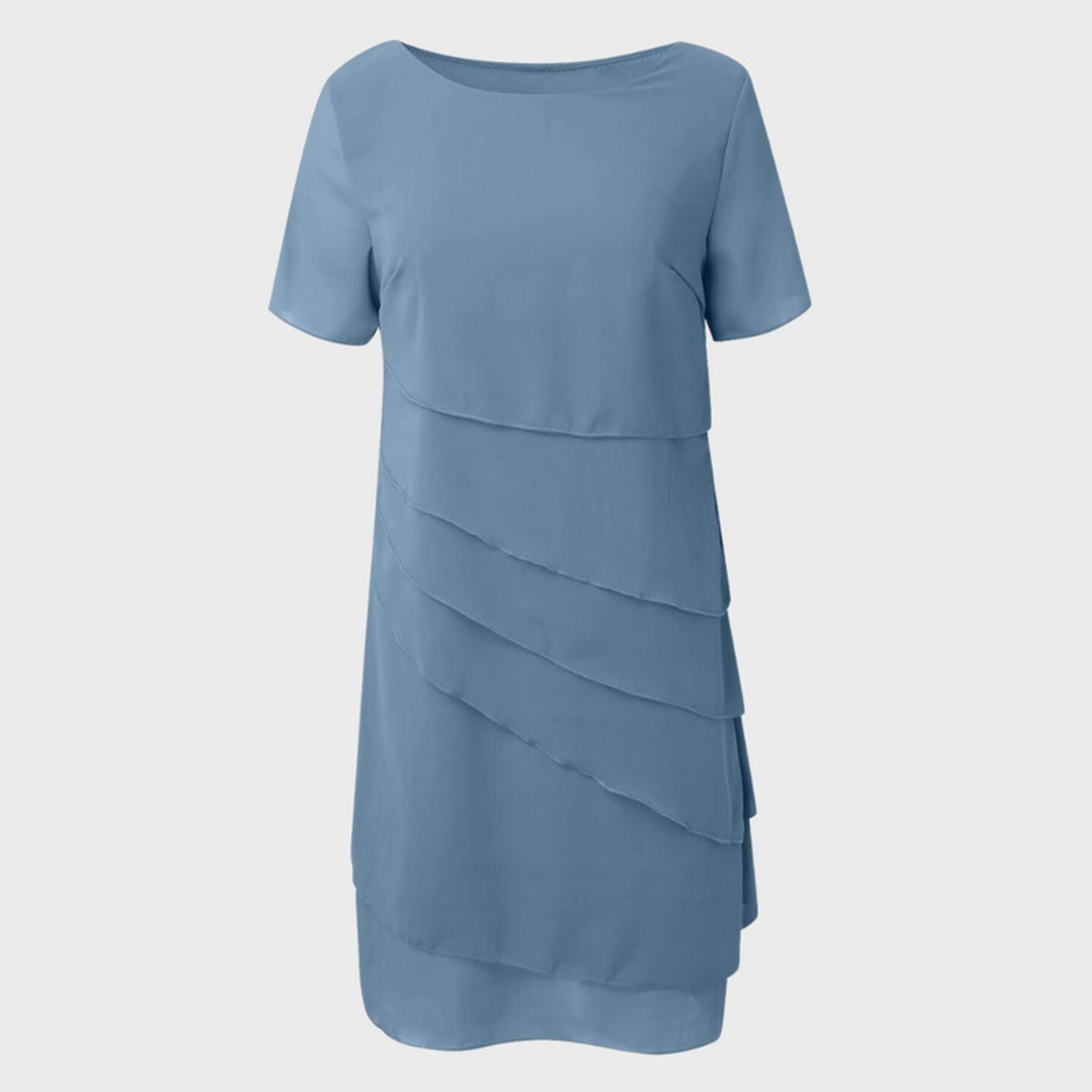 Women's Short-Sleeve Tiered Chiffon Party Dress