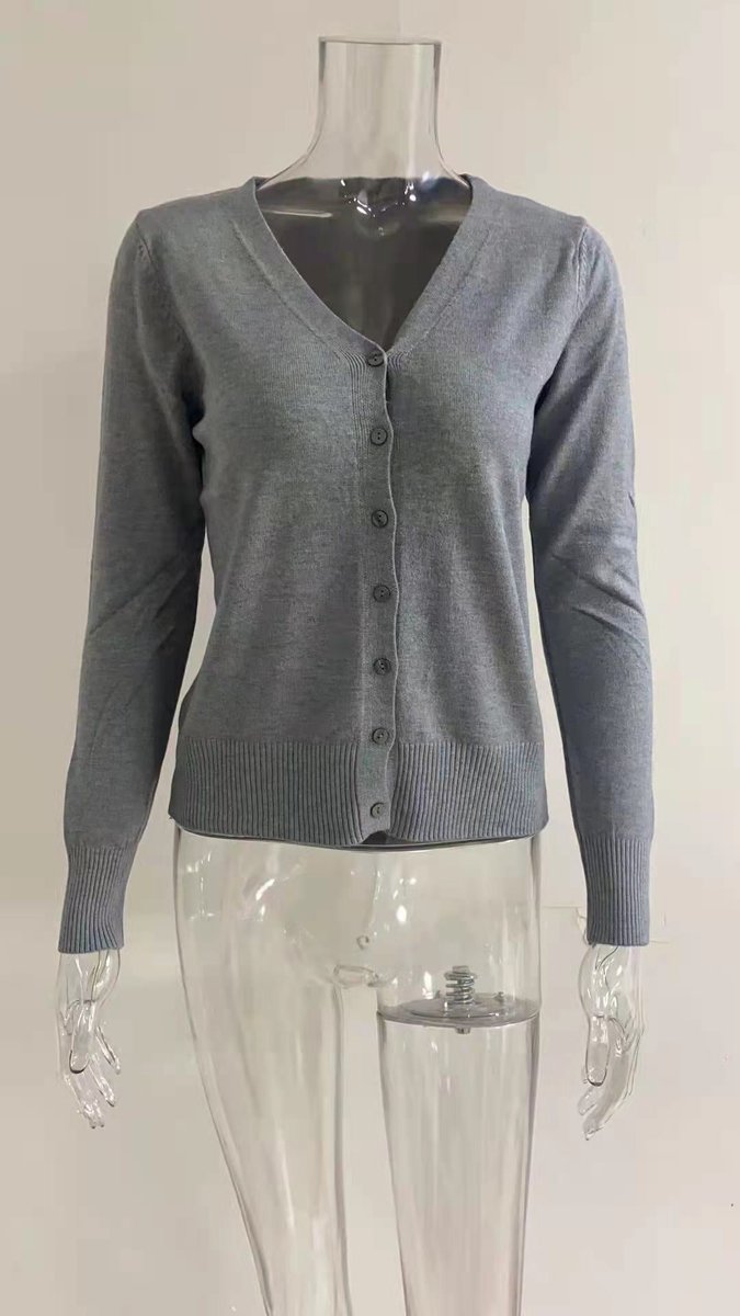 Women's Long-Sleeve V-Neck Button-Through Cardigan