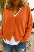 Women's Relaxed-Fit Button-Through V-Neck Cardigan