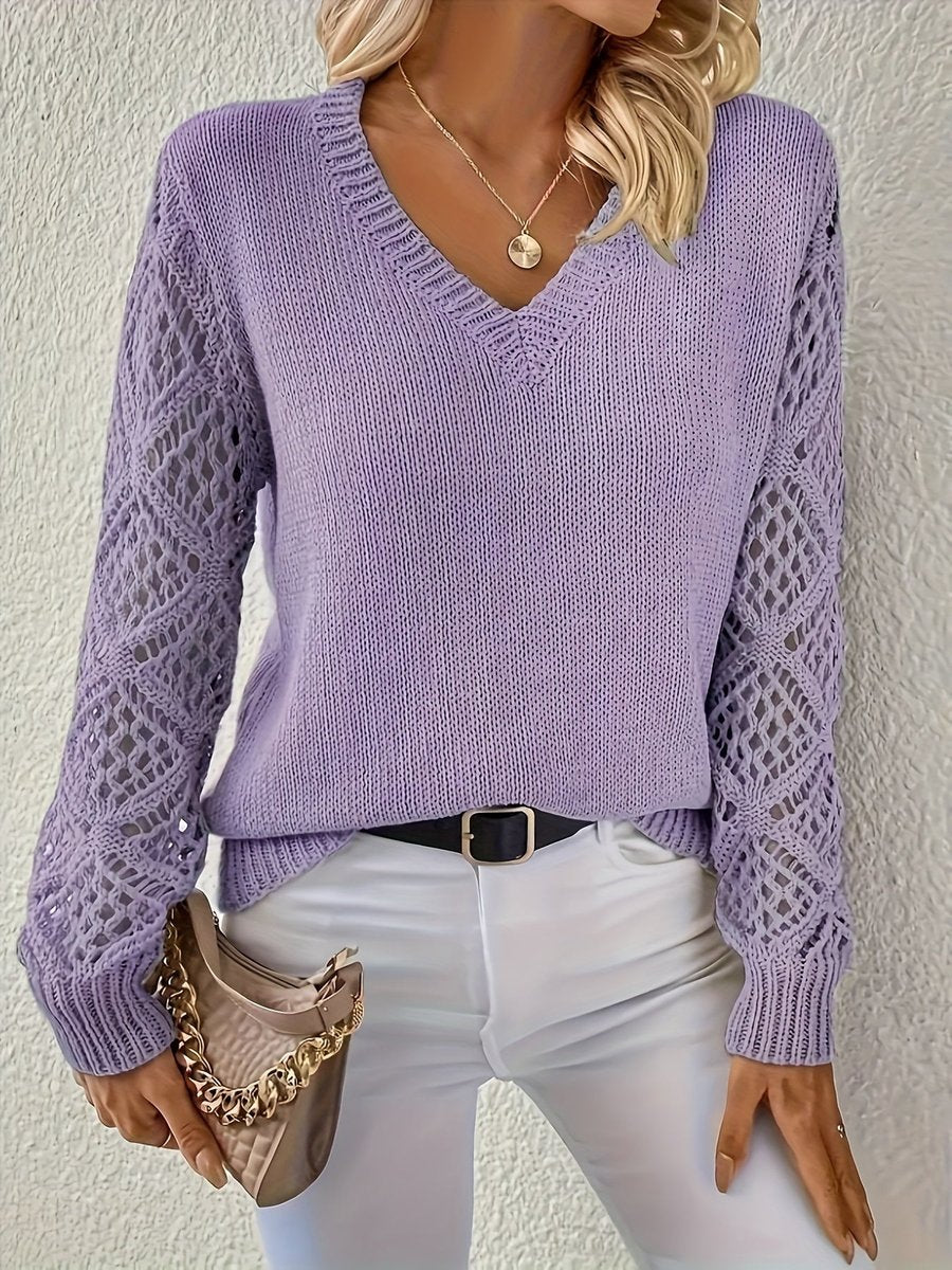Women's Open-Sleeve V-Neck Knit Pullover