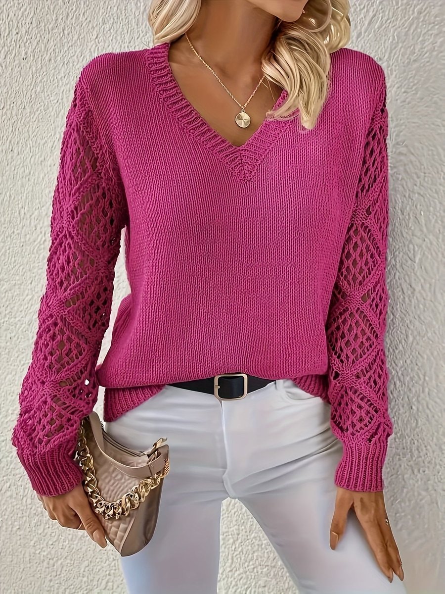 Women's Open-Sleeve V-Neck Knit Pullover