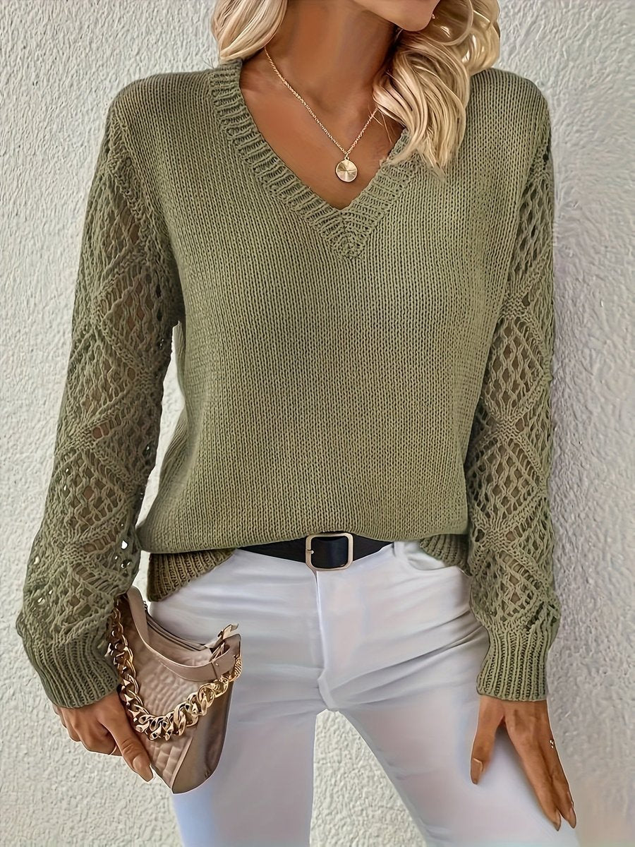 Women's Open-Sleeve V-Neck Knit Pullover