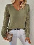 Women's Open-Sleeve V-Neck Knit Pullover