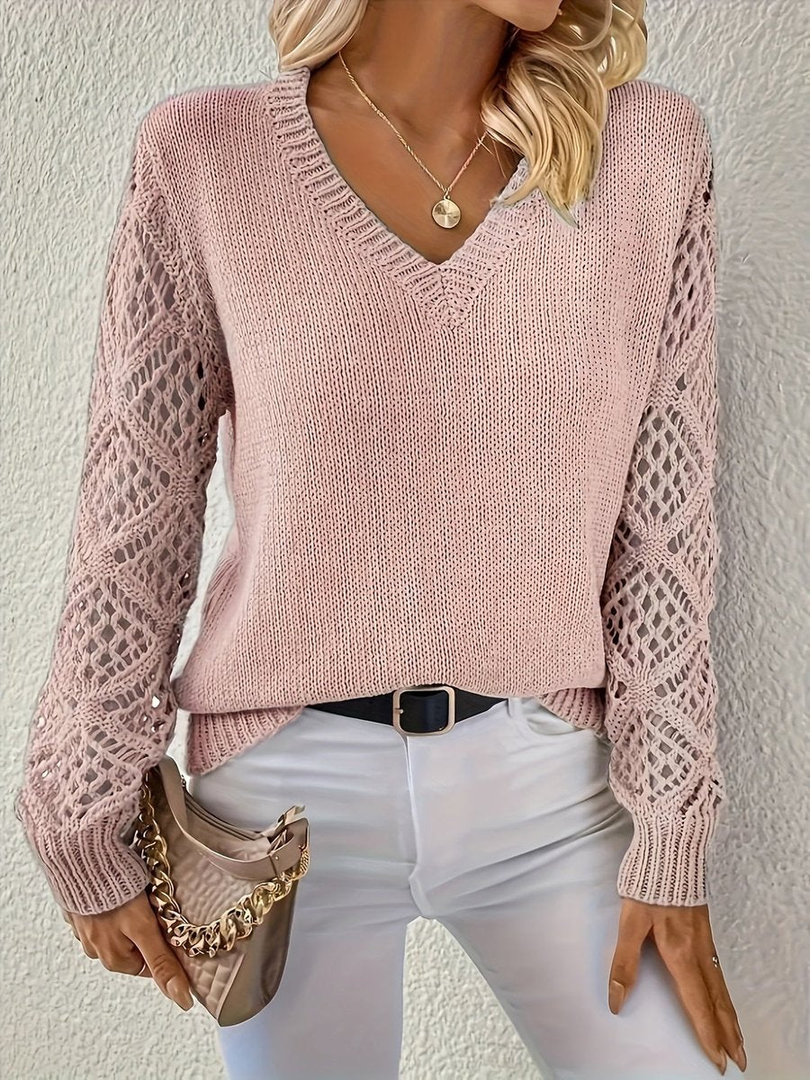 Women's Open-Sleeve V-Neck Knit Pullover