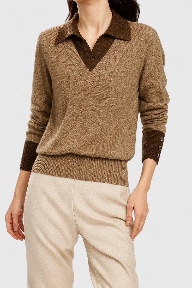 Women's Collared V-Neck Knit Pullover