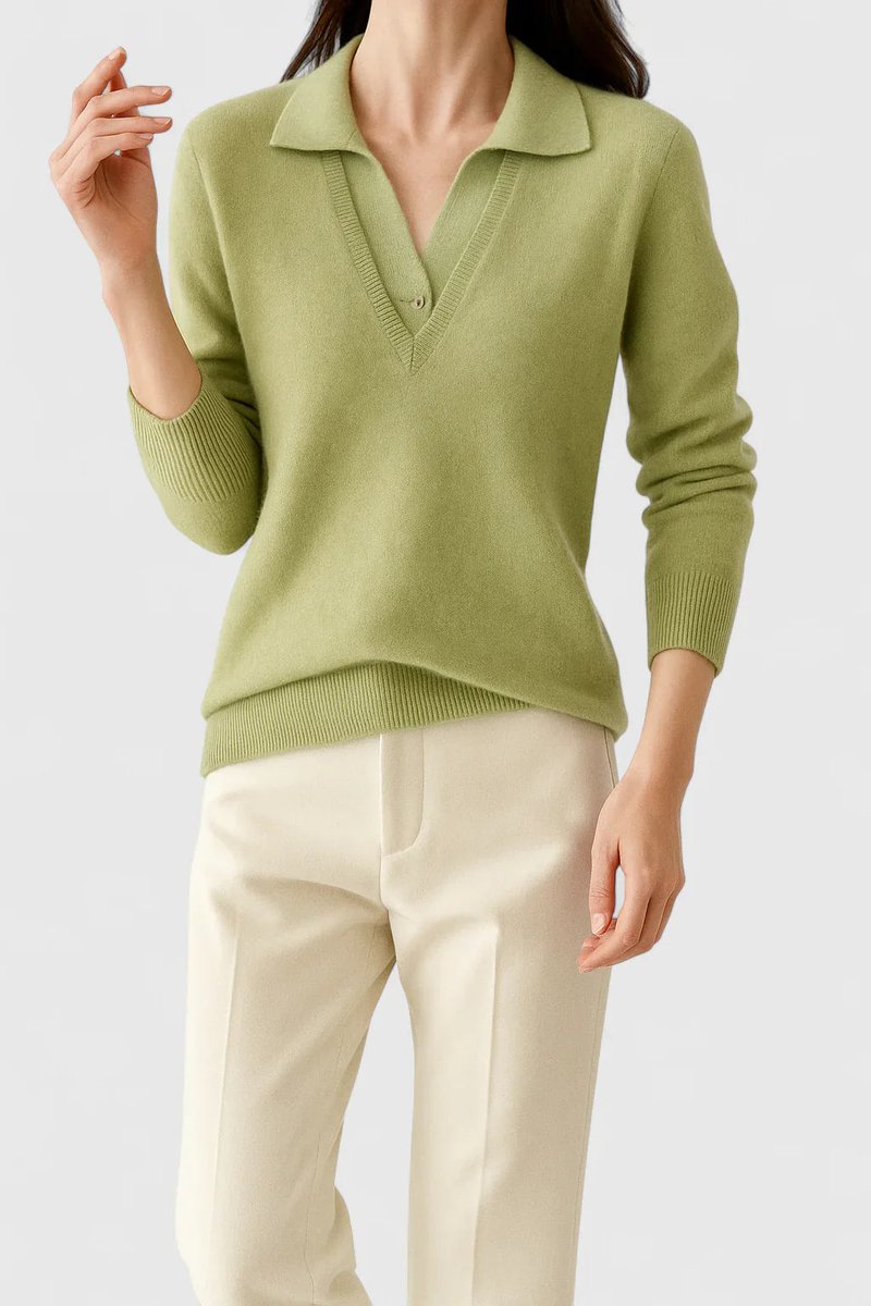 Women's Collared V-Neck Knit Pullover
