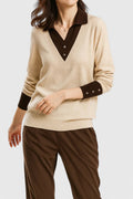 Women's Collared V-Neck Knit Pullover