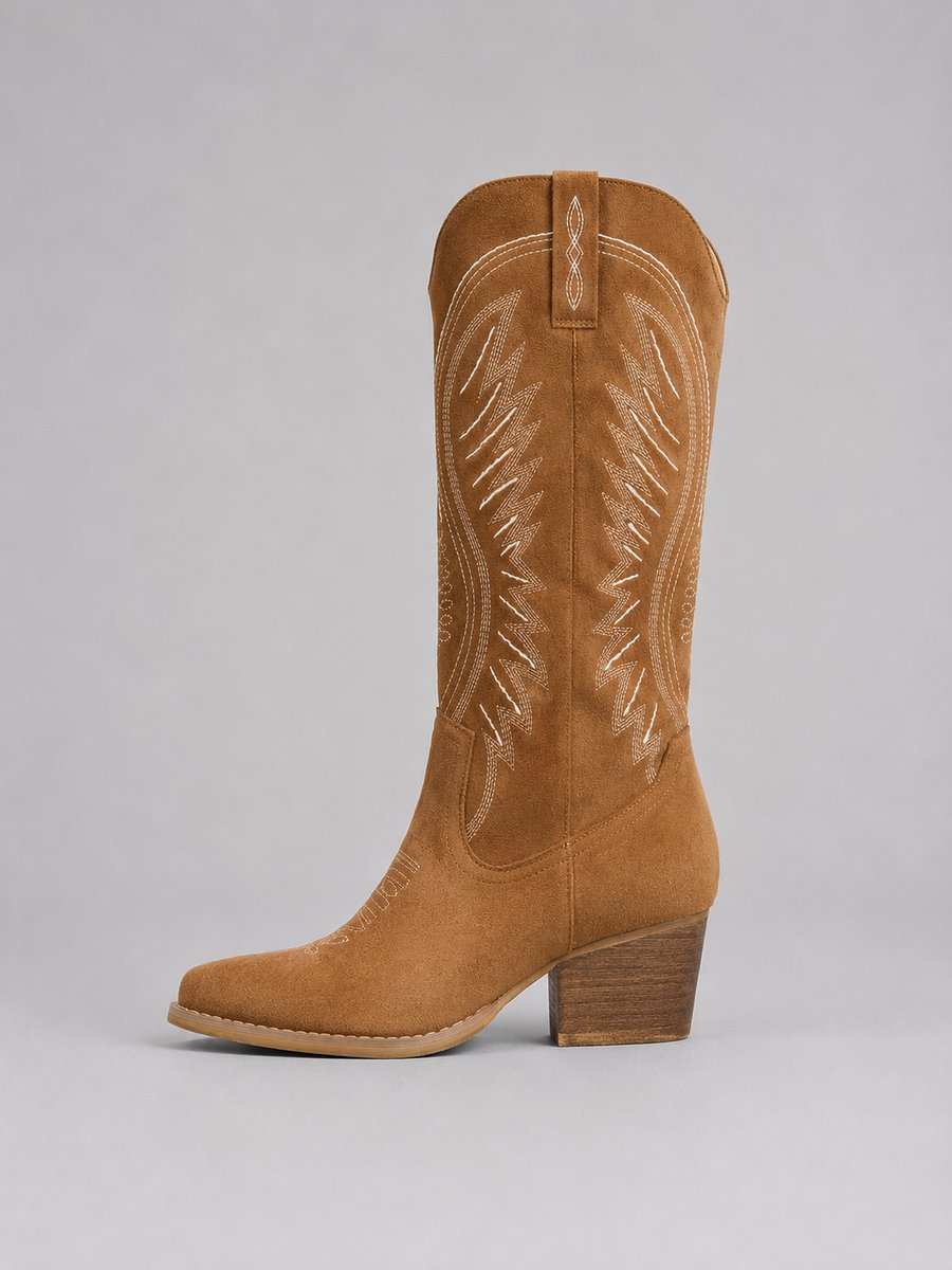 Women's Embroidered Suede Cowboy Boots