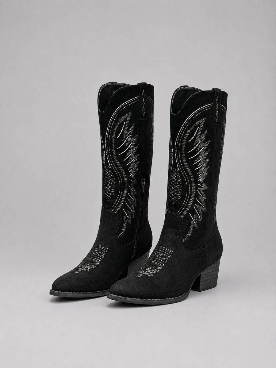 Women's Embroidered Suede Cowboy Boots
