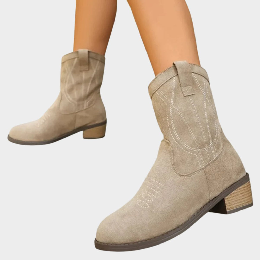 Women's Embroidered Suede Mid-Calf Cowboy Boots