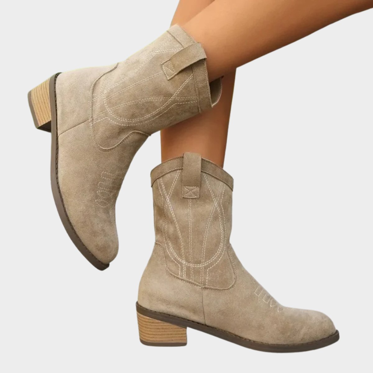 Women's Embroidered Suede Mid-Calf Cowboy Boots