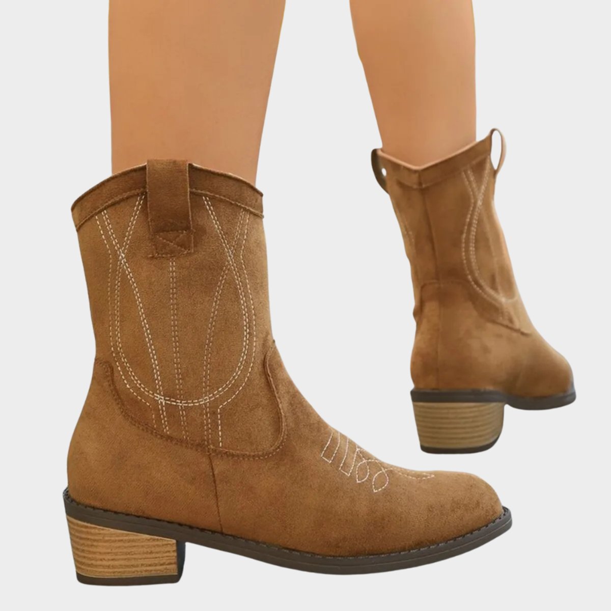 Women's Embroidered Suede Mid-Calf Cowboy Boots