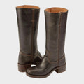 Women's Leather Block Heel Western Knee-High Boots