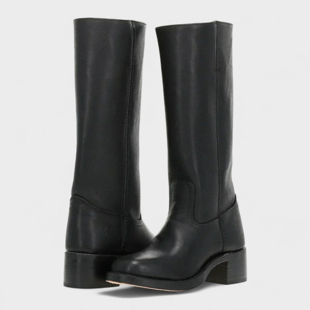 Women's Leather Block Heel Western Knee-High Boots