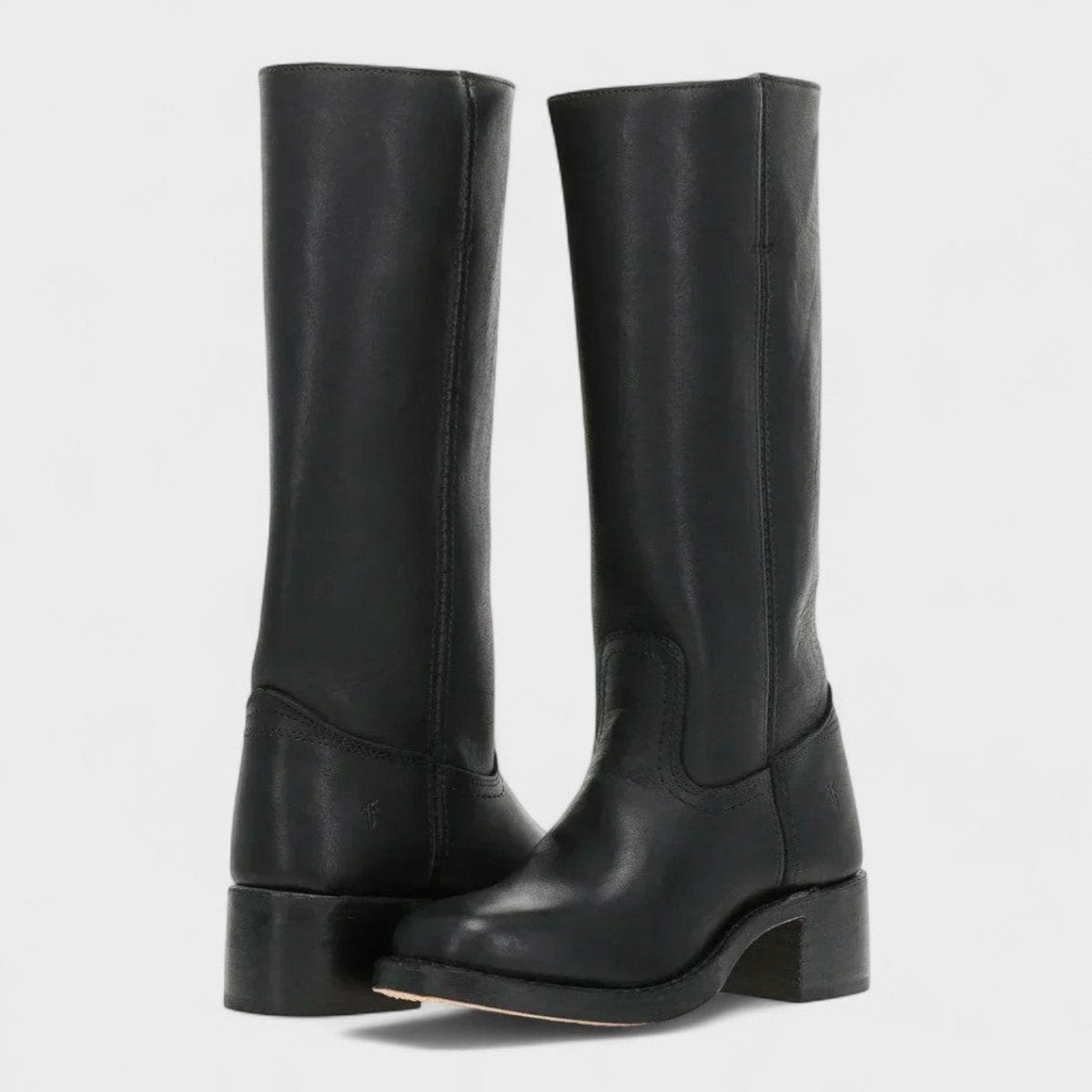 Women's Leather Block Heel Western Knee-High Boots