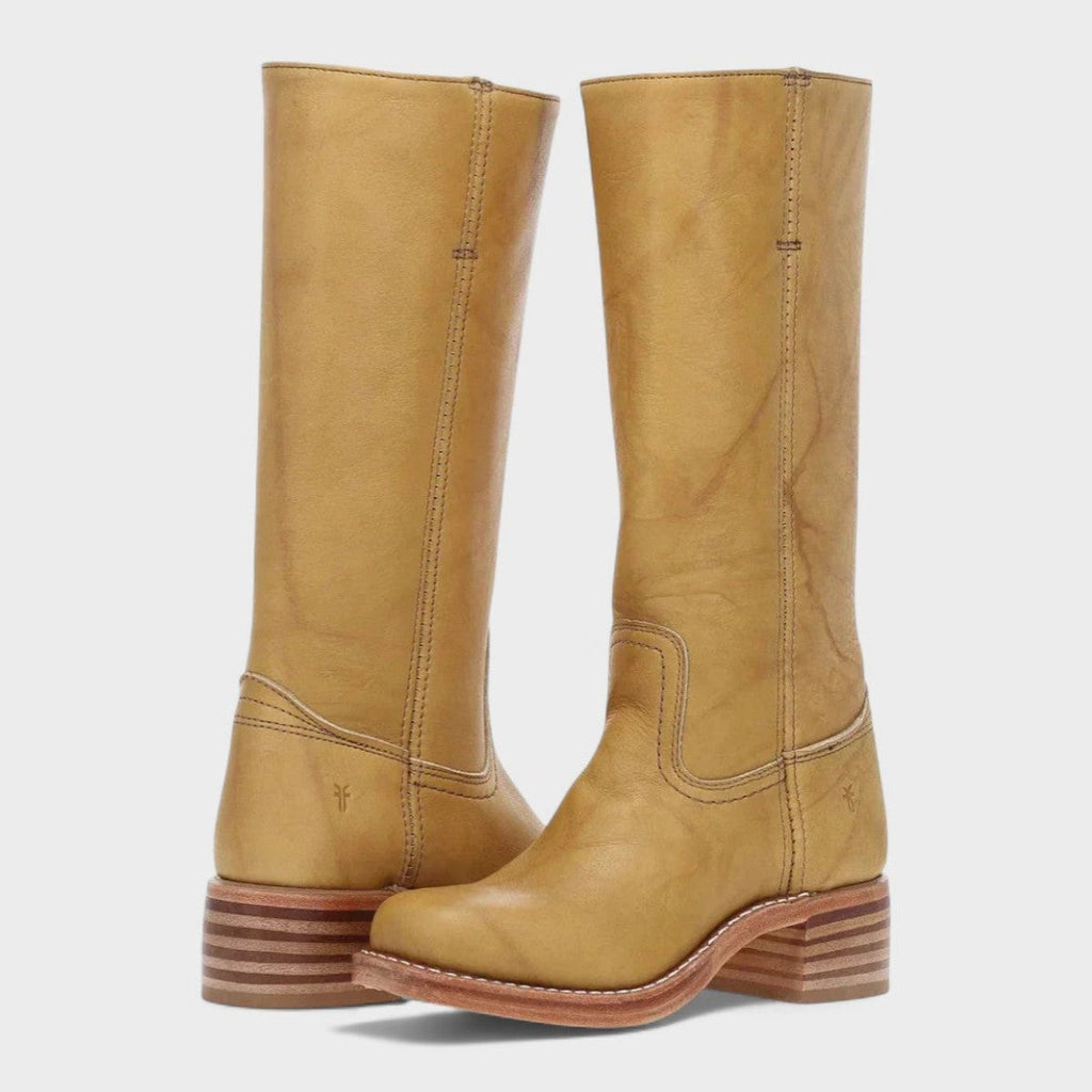 Women's Leather Block Heel Western Knee-High Boots
