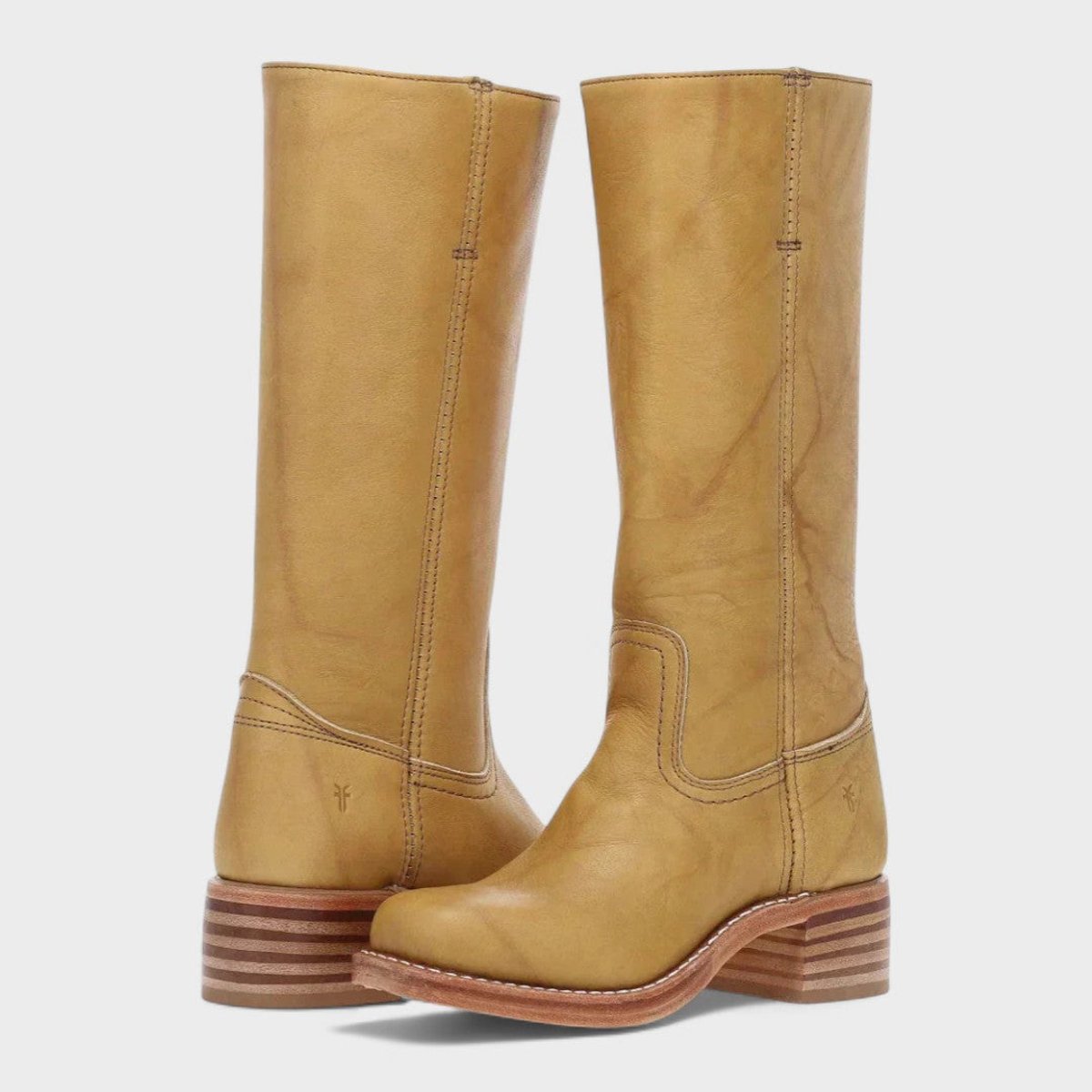 Women's Leather Block Heel Western Knee-High Boots