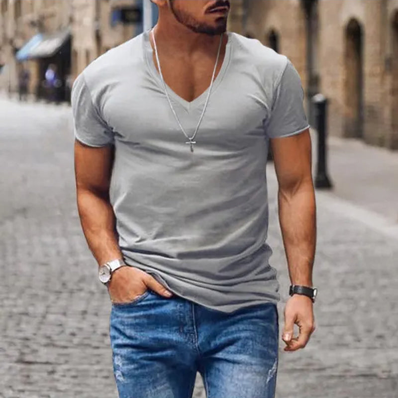 Men's Fitted Deep V-Neck Tee