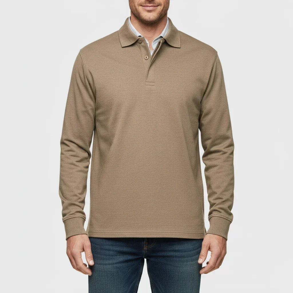 Men's Long Sleeve Collared Smart Casual Polo