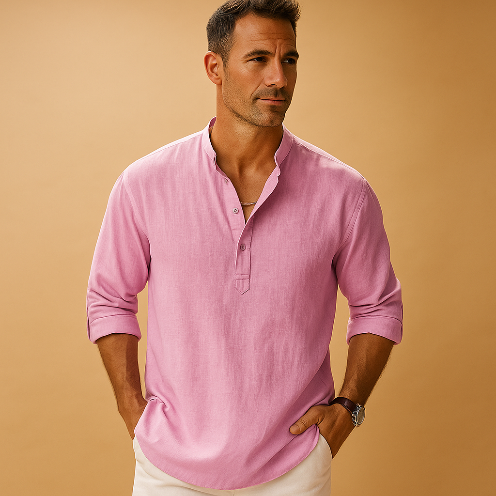 Men's Lightweight Long Sleeve V-Neck Summer Shirt